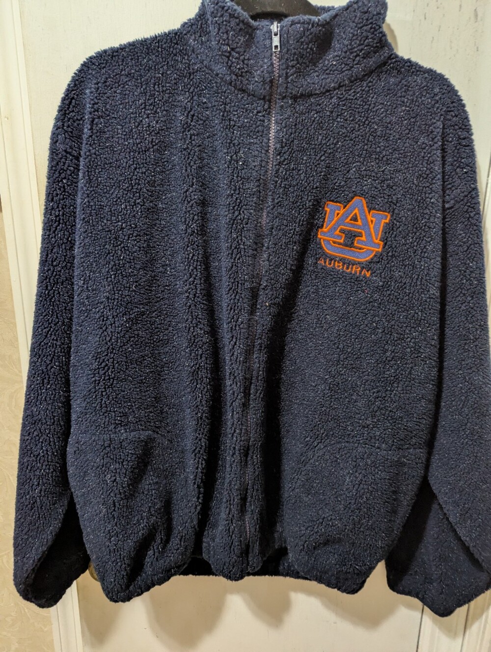 Large Auburn University Navy Sherpa Full-Zip Jacket